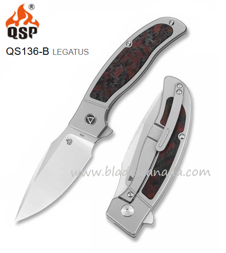 QSP Legatus Flipper Framelock Knife, M390, G10 Red/Titanium, QS136-B - Click Image to Close